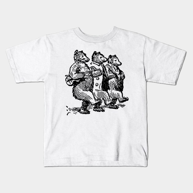 Three Musical Bears, Three Bears Walking, Bear Violin player, Fat Bears Design, Kids T-Shirt by penandinkdesign@hotmail.com